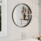 Wandspiegel 60 cm rond zwart staal