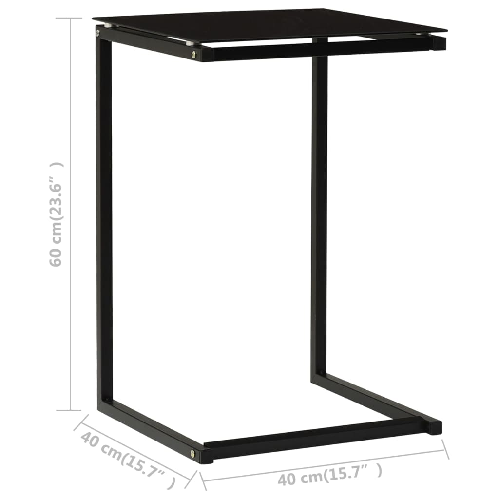 Bijzettafel 40X40X60 Cm Gehard Glas Zwart