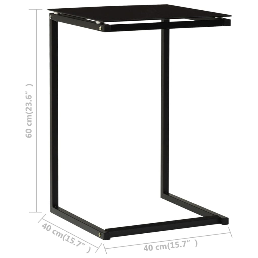 Bijzettafel 40X40X60 Cm Gehard Glas Zwart