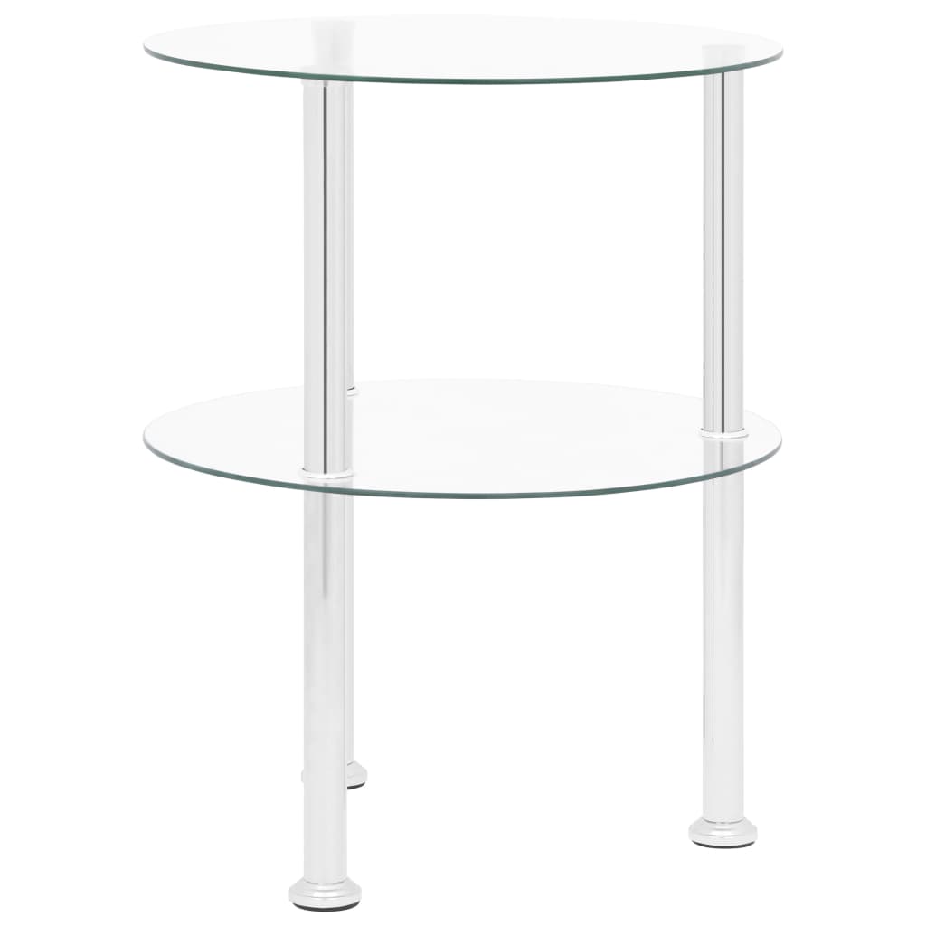 Bijzettafel 2-laags 38 cm gehard glas transparant