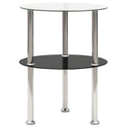 Side table 2-tier 38 cm tempered glass transparent and black