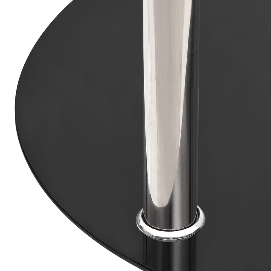 Bijzettafel 2-Laags 38 Cm Gehard Glas Transparant en zwart Rond