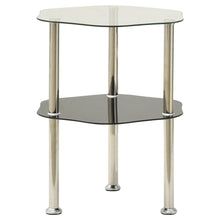 Bijzettafel 2-Laags 38X38X50 Cm Gehard Glas Transparant en zwart