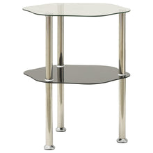 Bijzettafel 2-Laags 38X38X50 Cm Gehard Glas Transparant en zwart
