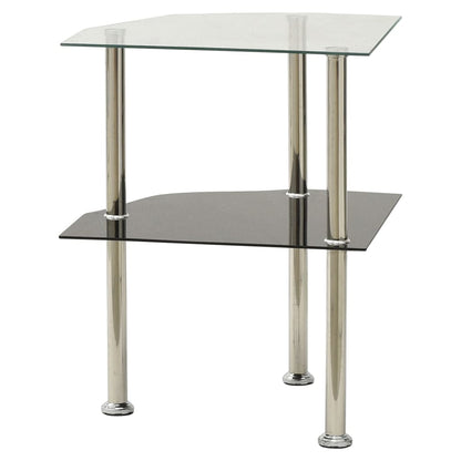 Bijzettafel 2-Laags 38X38X50 Cm Gehard Glas Transparant en zwart