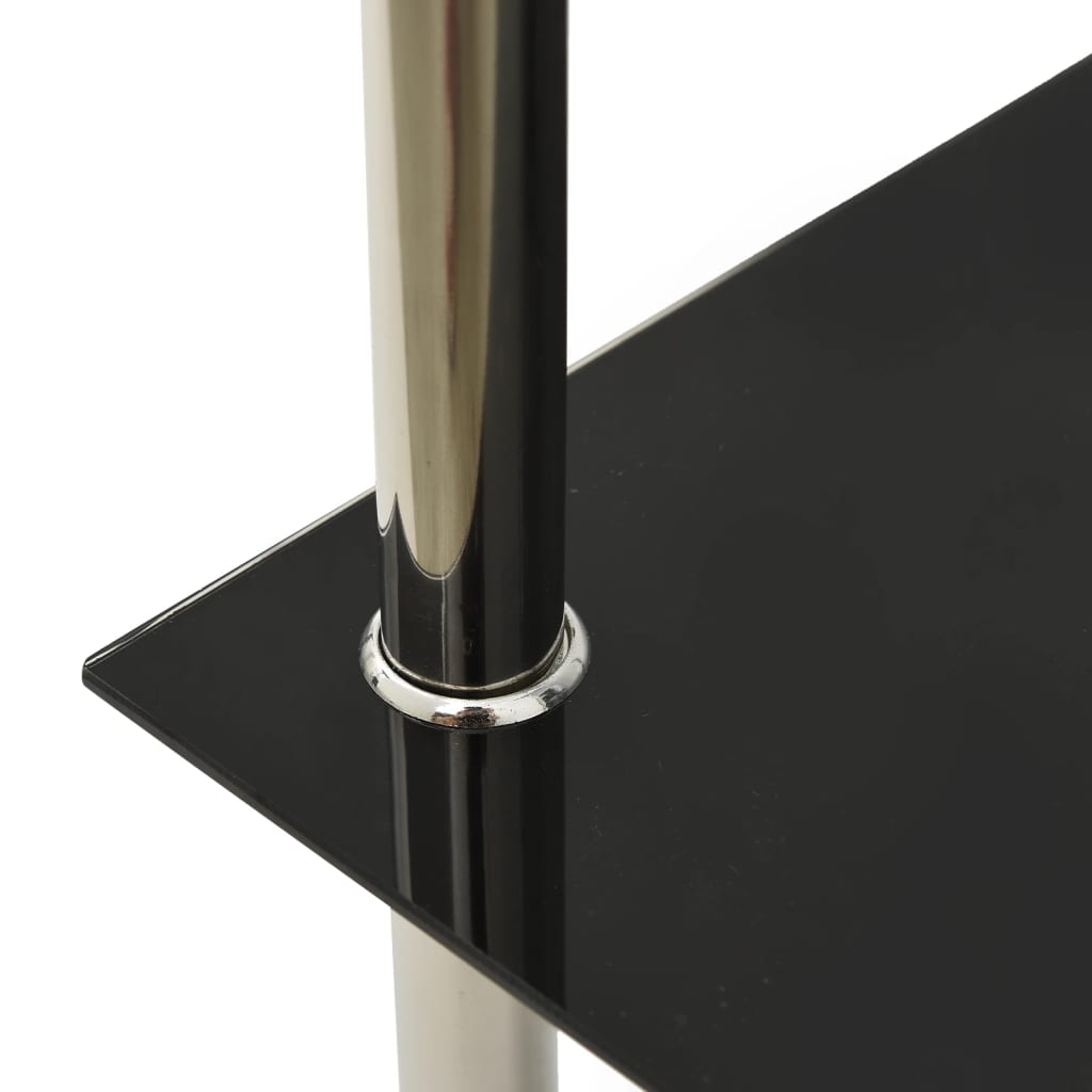 Bijzettafel 2-Laags 38X38X50 Cm Gehard Glas Transparant en zwart