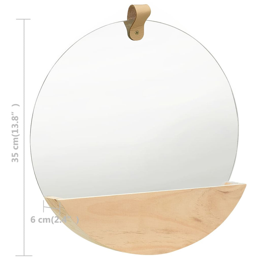 Wandspiegel 35 Cm Massief Grenenhout Φ 35 cm