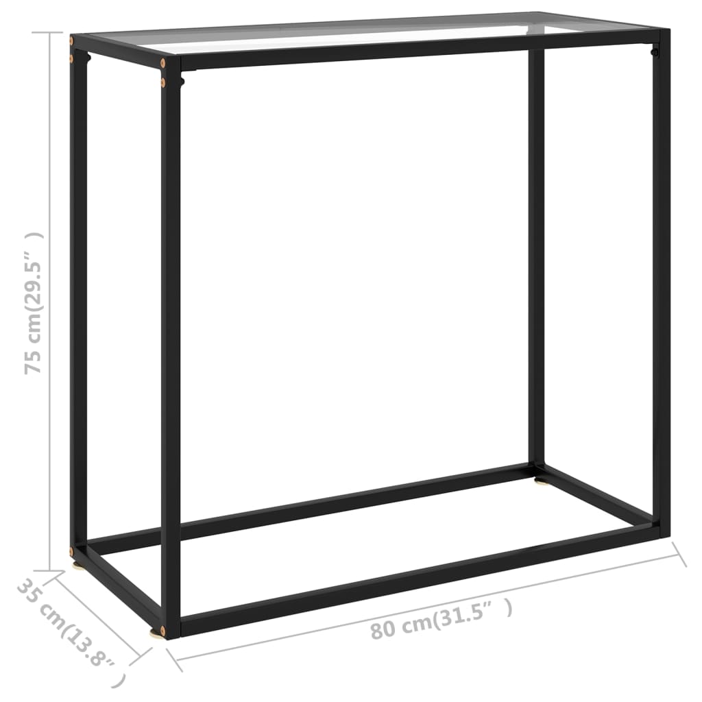 Wandtafel 80x35x75 cm gehard glas transparant 80 x 35 x 75 cm Zonder pootjes
