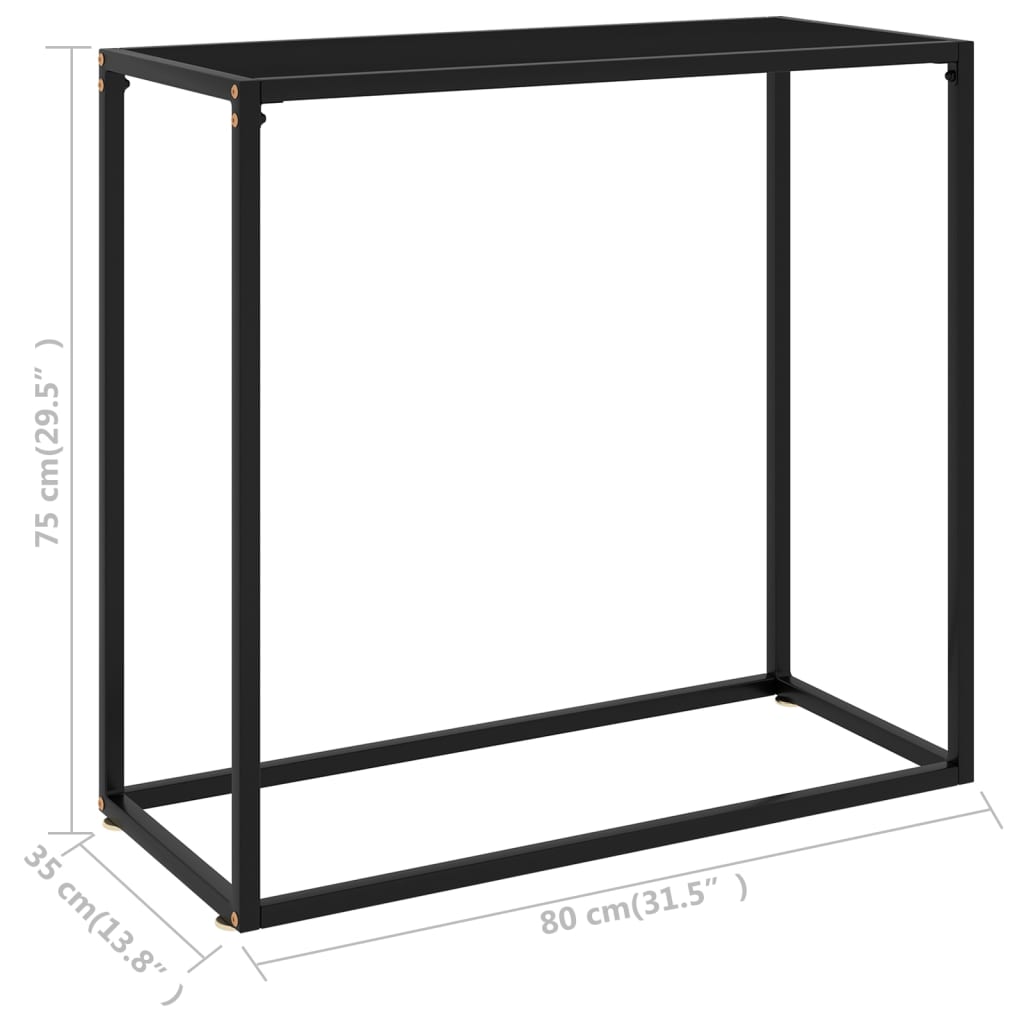 Wandtafel 80x35x75 cm gehard glas zwart 1 80 x 35 x 75 cm Zwart