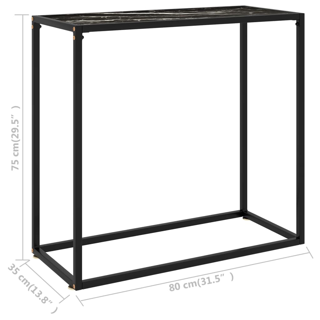 Wandtafel 80x35x75 cm gehard glas zwart 80 x 35 x 75 cm Zonder pootjes
