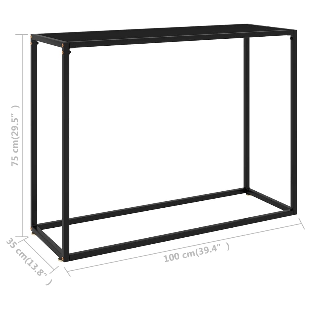Wandtafel 100x35x75 cm gehard glas zwart 100 x 35 x 75 cm Zonder pootjes