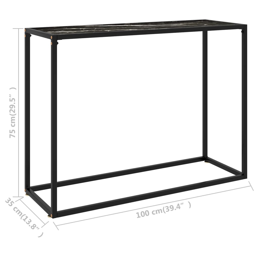 Wandtafel 100x35x75 cm gehard glas zwart 1 100 x 35 x 75 cm Zwart en wit
