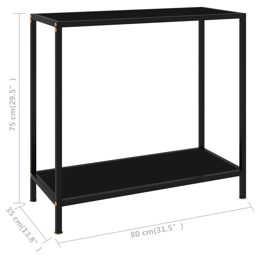 Wandtafel 80x35x75 cm gehard glas zwart 80 x 35 x 75 cm Met pootjes