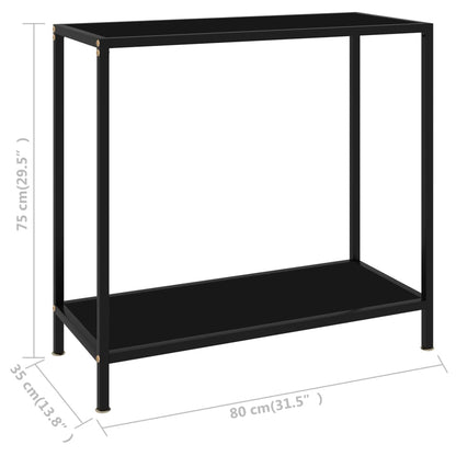 Wandtafel 80x35x75 cm gehard glas zwart 80 x 35 x 75 cm Met pootjes