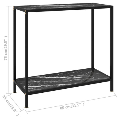 Wandtafel 80x35x75 cm gehard glas zwart 1 80 x 35 x 75 cm Zwart en wit
