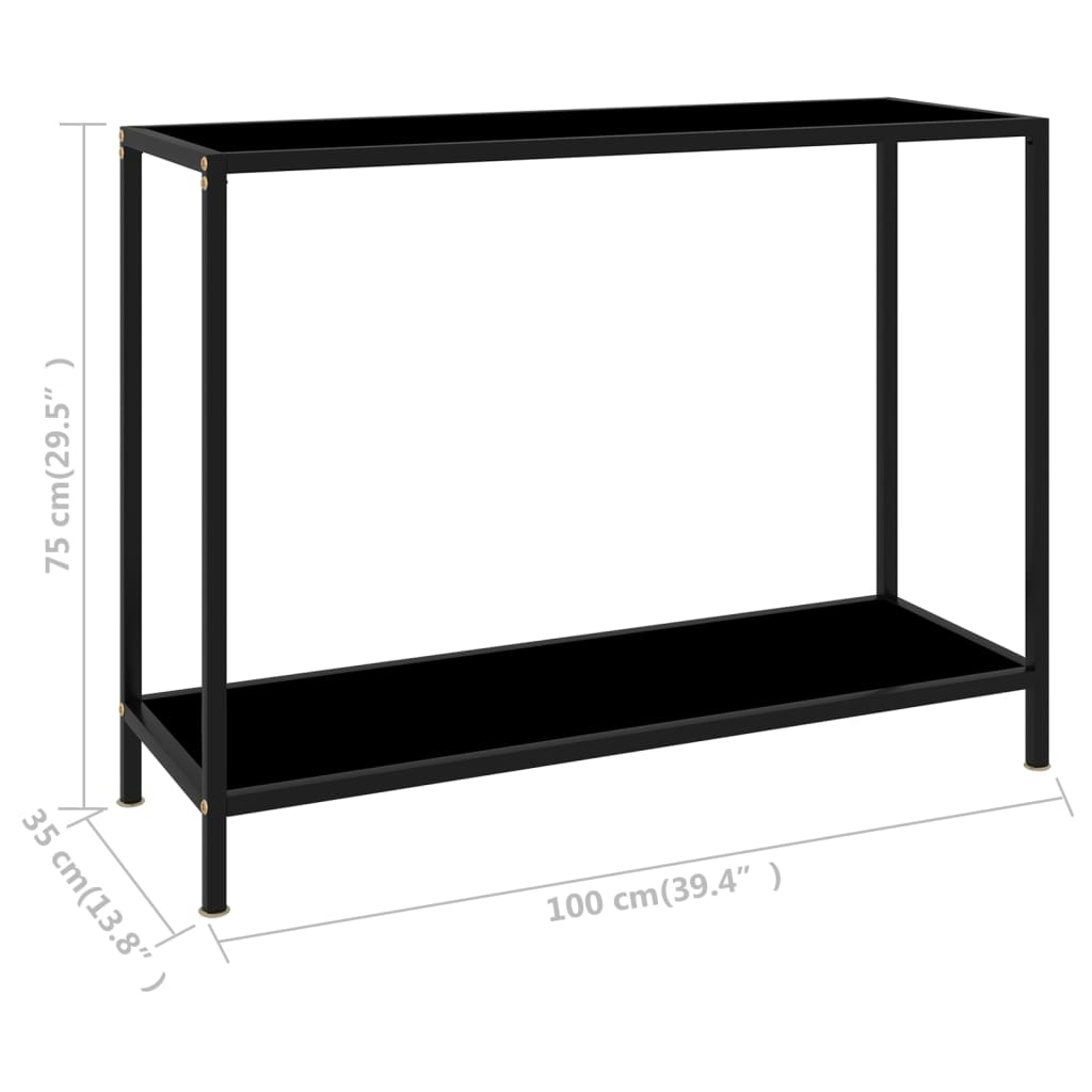 Wandtafel 100x35x75 cm gehard glas zwart 1 100 x 35 x 75 cm Zwart