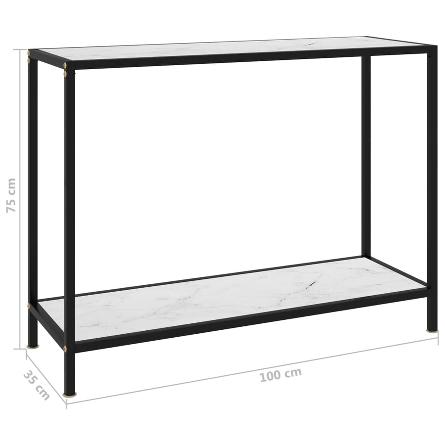 Wandtafel 100x35x75 cm gehard glas wit 1 100 x 35 x 75 cm Wit