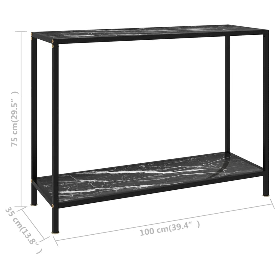 Wandtafel 100x35x75 cm gehard glas zwart 100 x 35 x 75 cm Met pootjes
