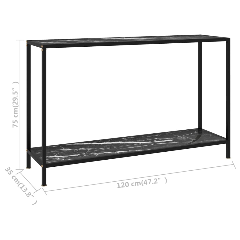 Wandtafel 120x35x75 cm gehard glas zwart 1 120 x 35 x 75 cm Zwart en wit