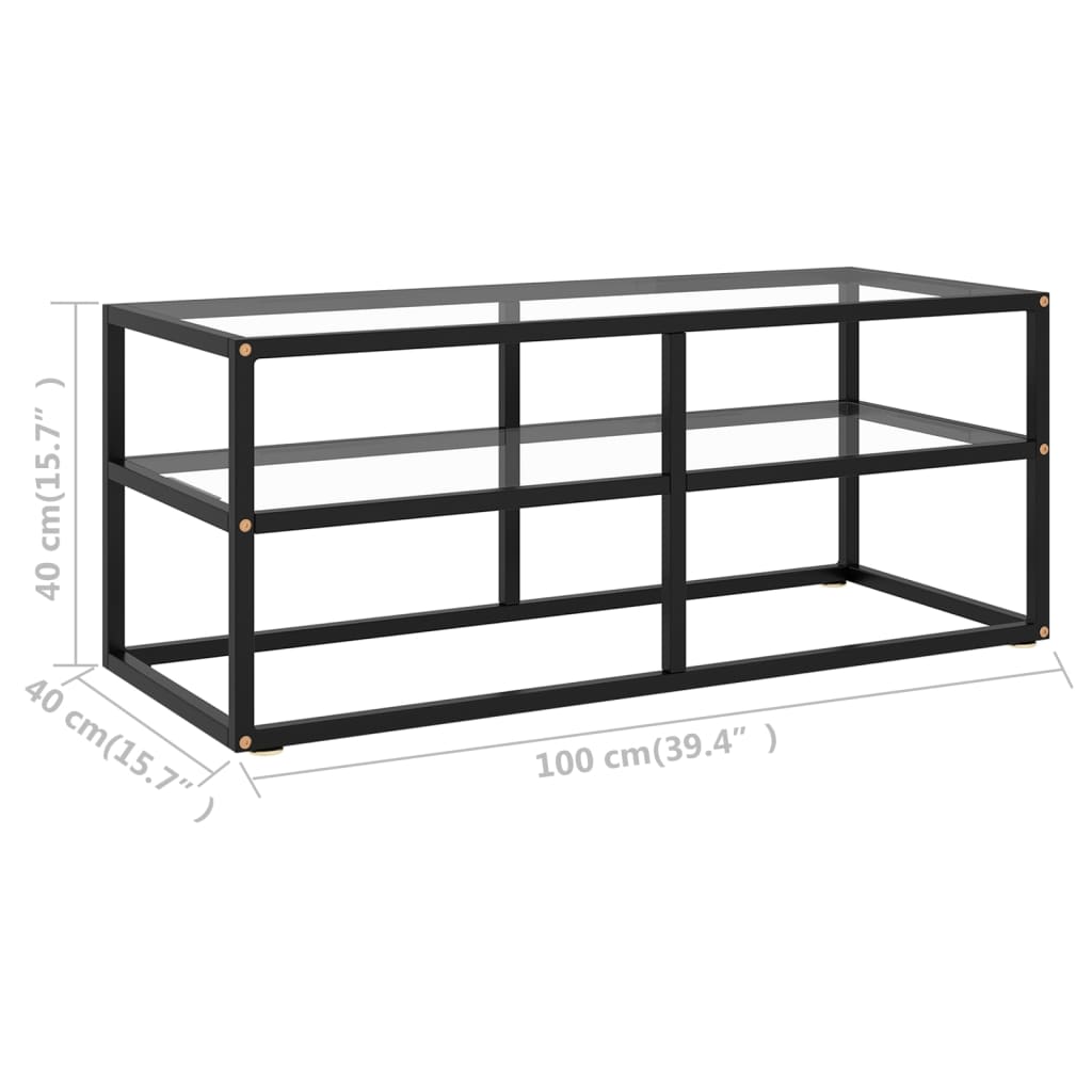 Tv-Meubel Met Gehard Glas 100X40X40 Cm Zwart 100 cm