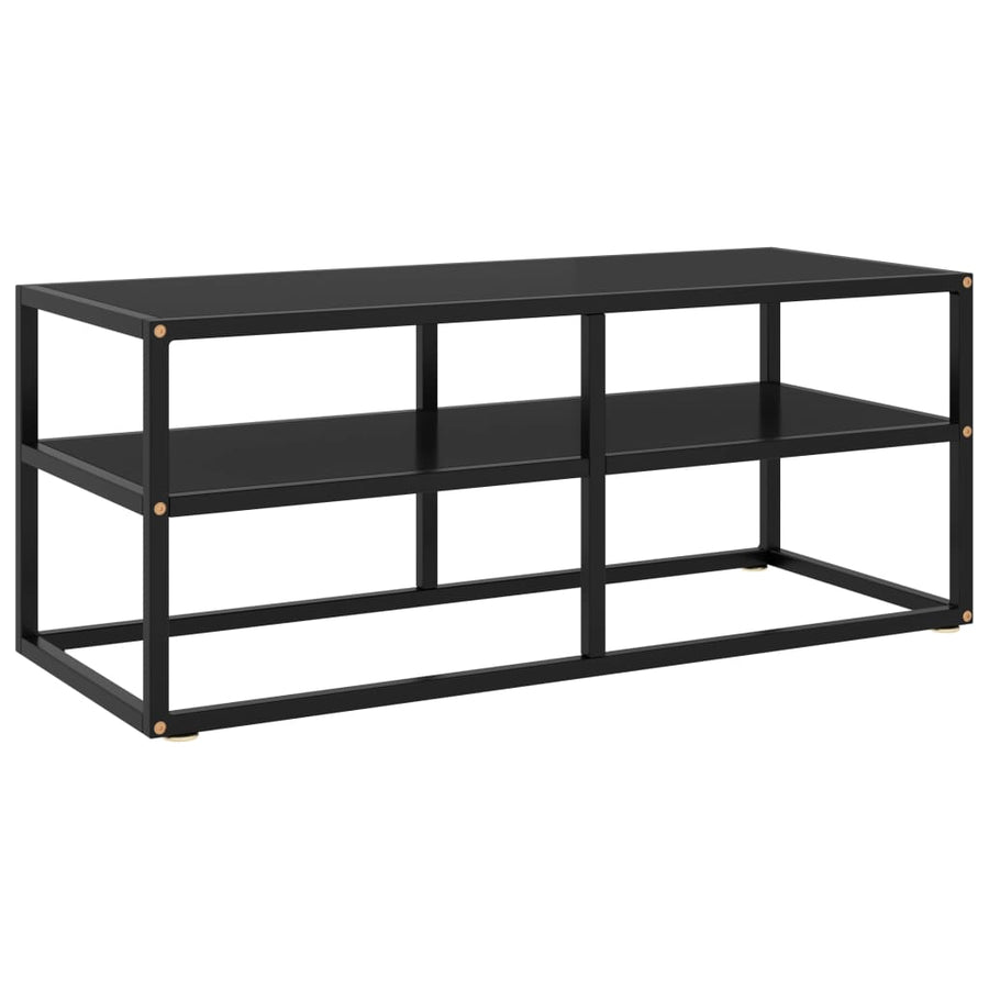 Tv-meubel met zwart glas 100x40x40 cm zwart