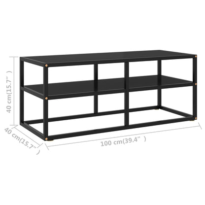 Tv-meubel met zwart glas 100x40x40 cm zwart