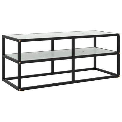 Tv-Meubel Met Marmerglas Zwart 100 x 40 x 40 cm Wit