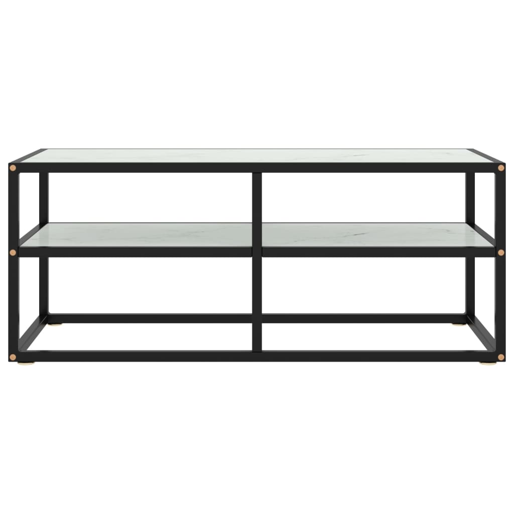Tv-Meubel Met Marmerglas Zwart 100 x 40 x 40 cm Wit