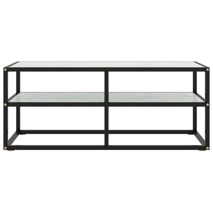 Tv-Meubel Met Marmerglas Zwart 100 x 40 x 40 cm Wit