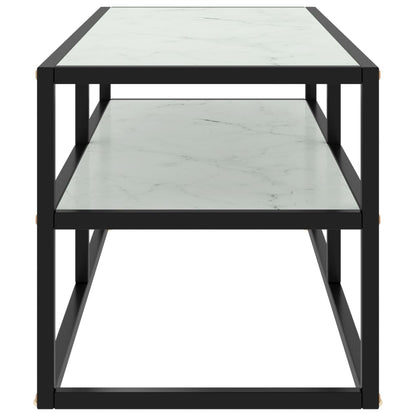 Tv-Meubel Met Marmerglas Zwart 100 x 40 x 40 cm Wit