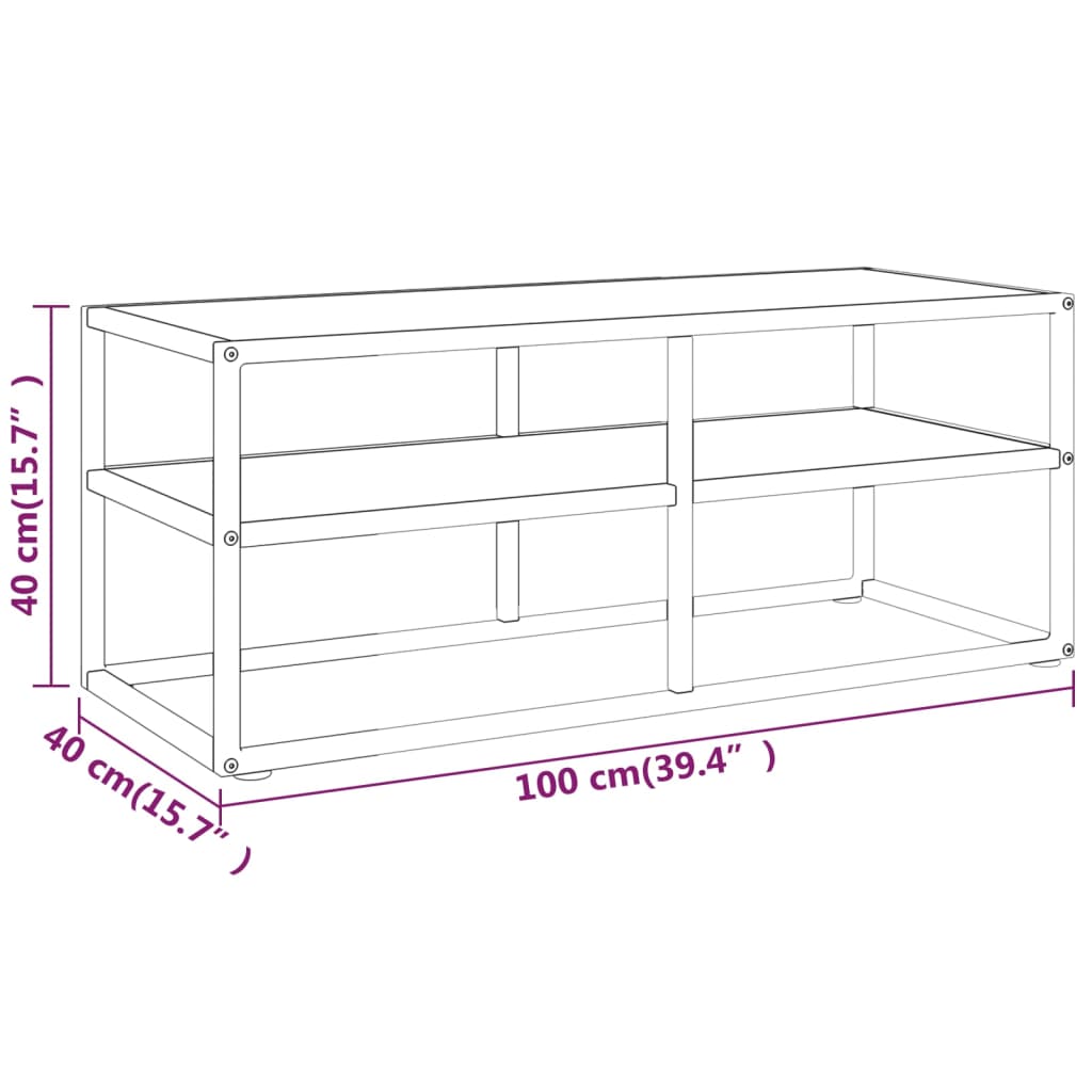 Tv-Meubel Met Marmerglas Zwart 100 x 40 x 40 cm Wit