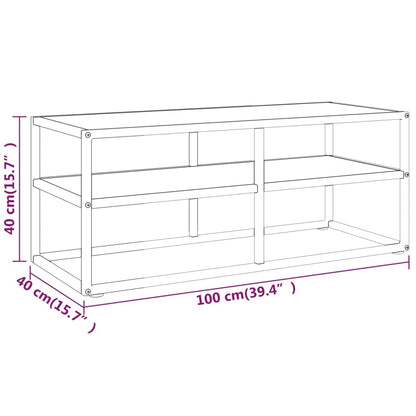 Tv-Meubel Met Marmerglas Zwart 100 x 40 x 40 cm Wit