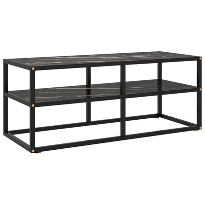 Tv-Meubel Met Zwart Marmerglas Zwart 100 x 40 x 40 cm marble black