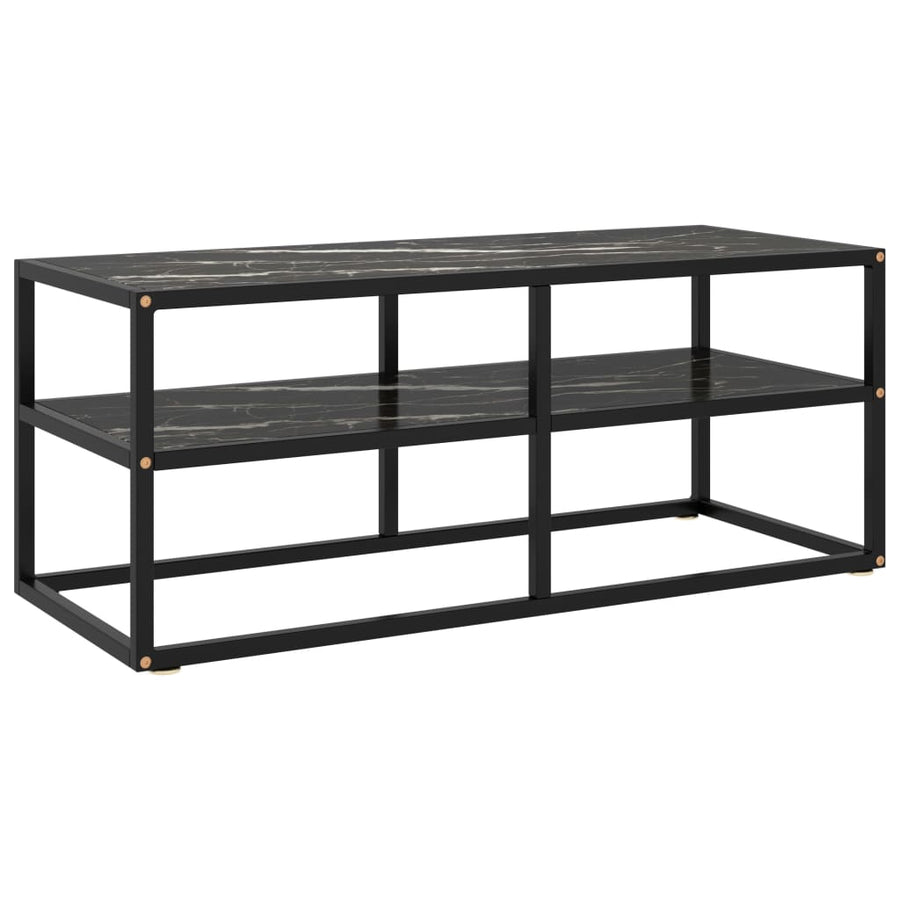 Tv-Meubel Met Zwart Marmerglas Zwart 100 x 40 x 40 cm marble black