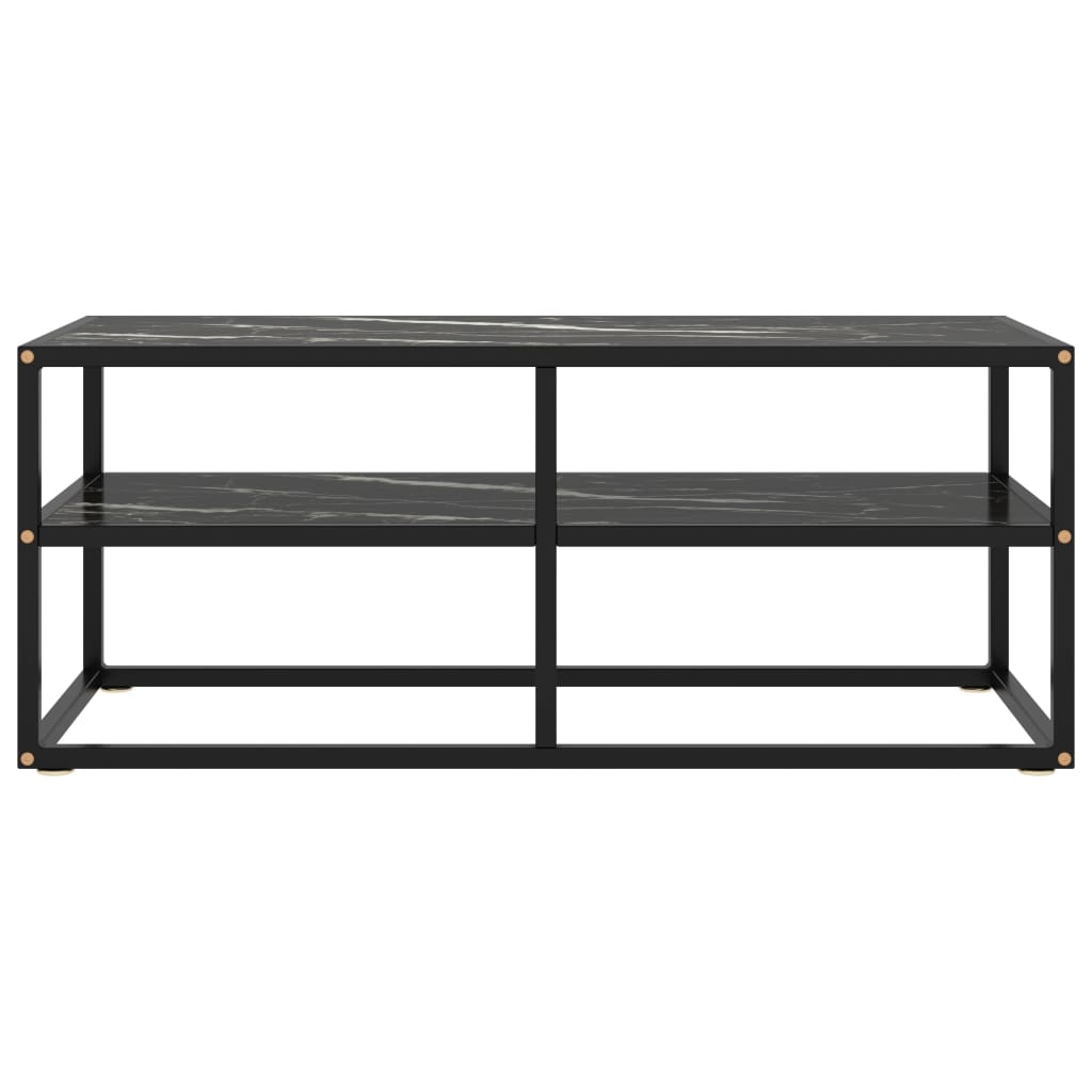 Tv-Meubel Met Zwart Marmerglas Zwart 100 x 40 x 40 cm marble black