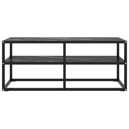 Tv-Meubel Met Zwart Marmerglas Zwart 100 x 40 x 40 cm marble black