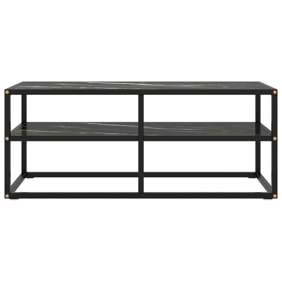 Tv-Meubel Met Zwart Marmerglas Zwart 100 x 40 x 40 cm marble black