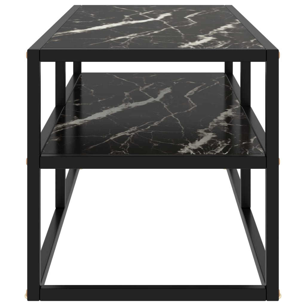 Tv-Meubel Met Zwart Marmerglas Zwart 100 x 40 x 40 cm marble black