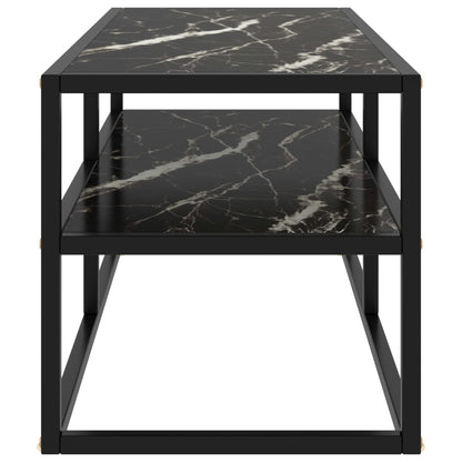 Tv-Meubel Met Zwart Marmerglas Zwart 100 x 40 x 40 cm marble black