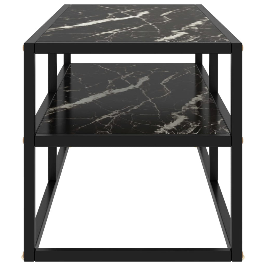 Tv-Meubel Met Zwart Marmerglas Zwart 100 x 40 x 40 cm marble black