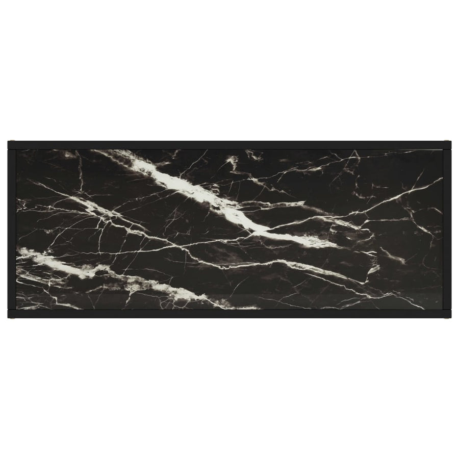 Tv-Meubel Met Zwart Marmerglas Zwart 100 x 40 x 40 cm marble black
