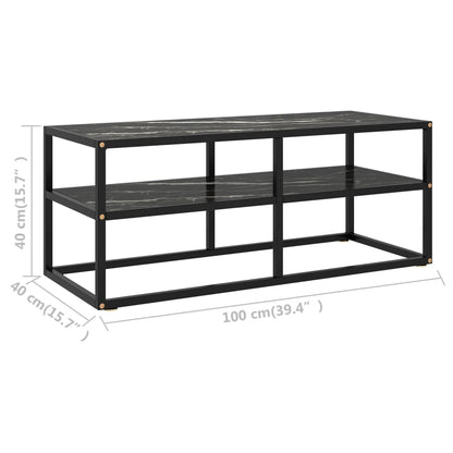 Tv-Meubel Met Zwart Marmerglas Zwart 100 x 40 x 40 cm marble black