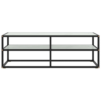 Tv-Meubel Met Marmerglas Zwart 120 x 40 x 40 cm Wit