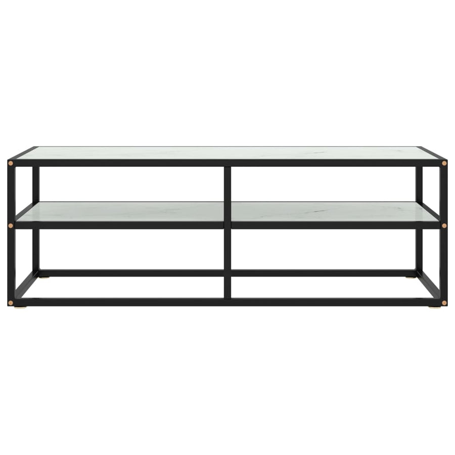 Tv-Meubel Met Marmerglas Zwart 120 x 40 x 40 cm Wit