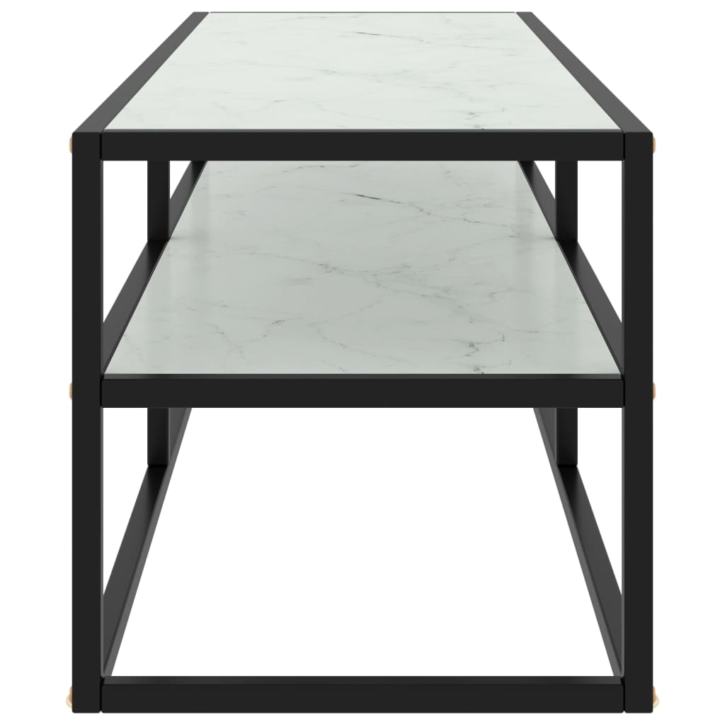 Tv-Meubel Met Marmerglas Zwart 120 x 40 x 40 cm Wit