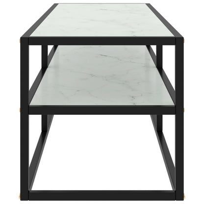 Tv-Meubel Met Marmerglas Zwart 120 x 40 x 40 cm Wit