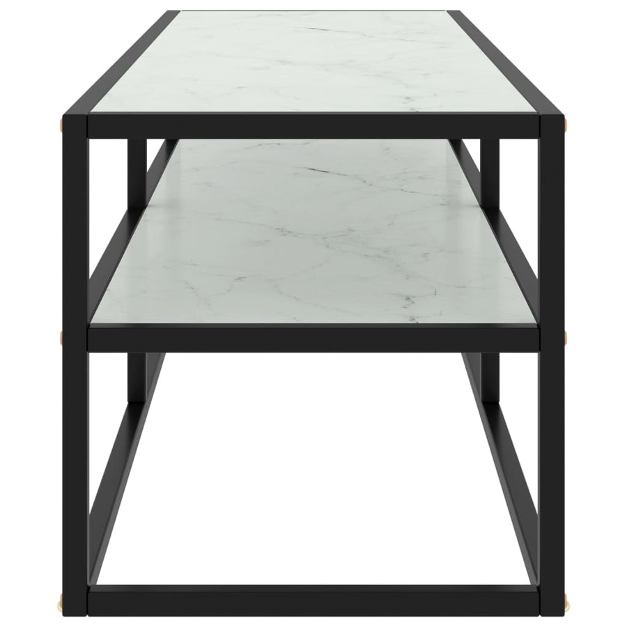 Tv-Meubel Met Marmerglas Zwart 120 x 40 x 40 cm Wit