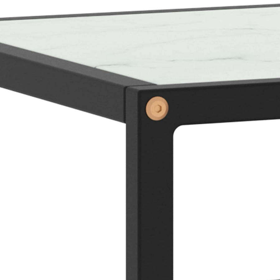 Tv-Meubel Met Marmerglas Zwart 120 x 40 x 40 cm Wit