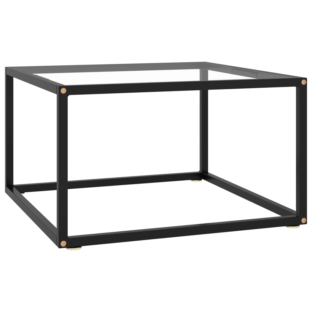 Salontafel Met Gehard Glas Zwart 60 x 60 x 35 cm Doorzichtig