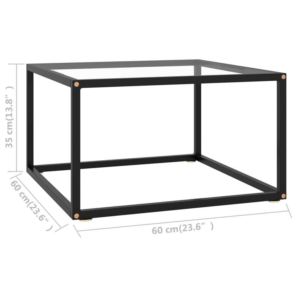 Salontafel Met Gehard Glas Zwart 60 x 60 x 35 cm Doorzichtig